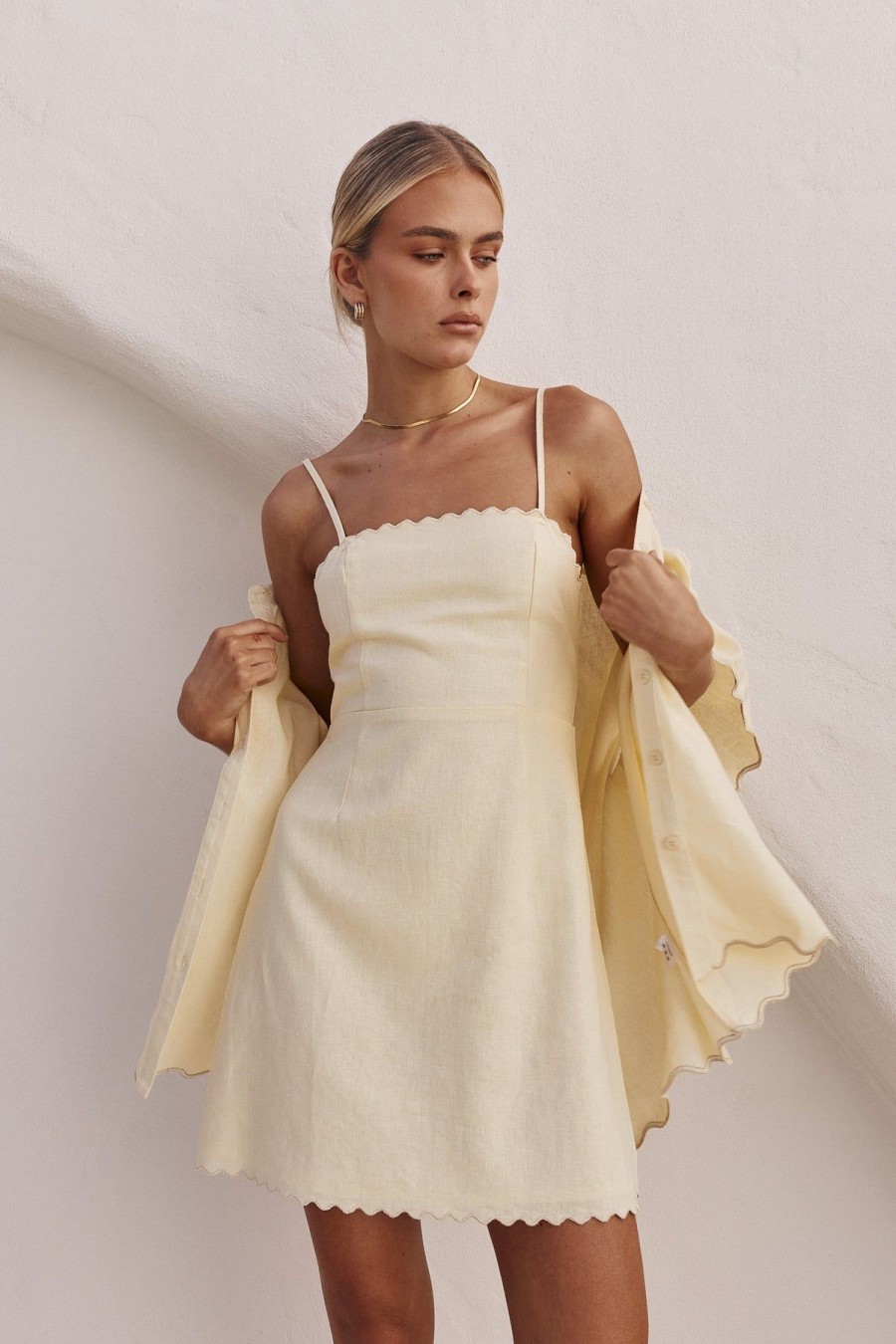 Dresses Runway Scout | Delaney Linen Mini Dress (Lemon)