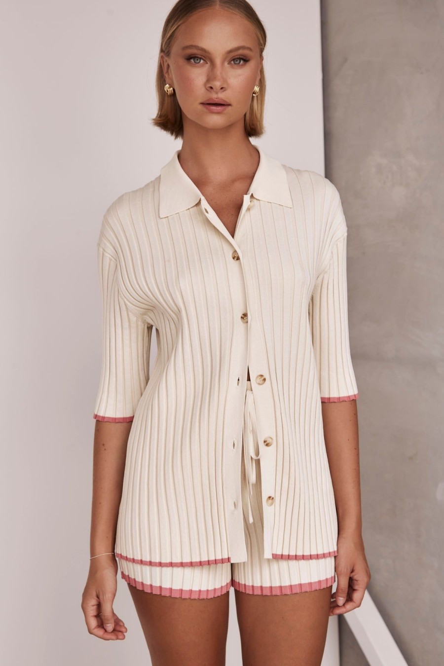 Maternity Runway Scout | Porter Knit Shirt (Beige)