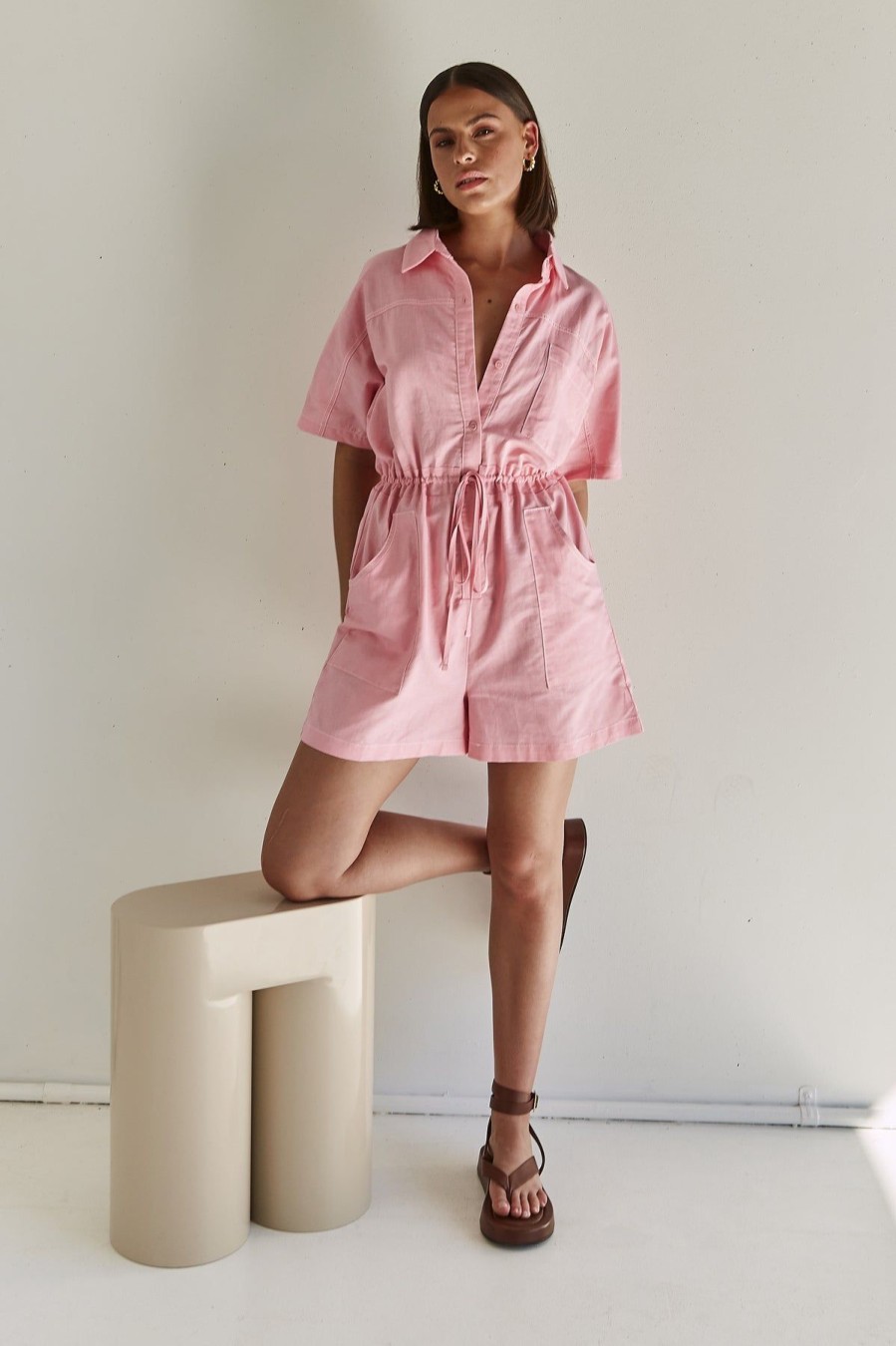 Maternity Runway Scout | Nelle Playsuit (Pink)