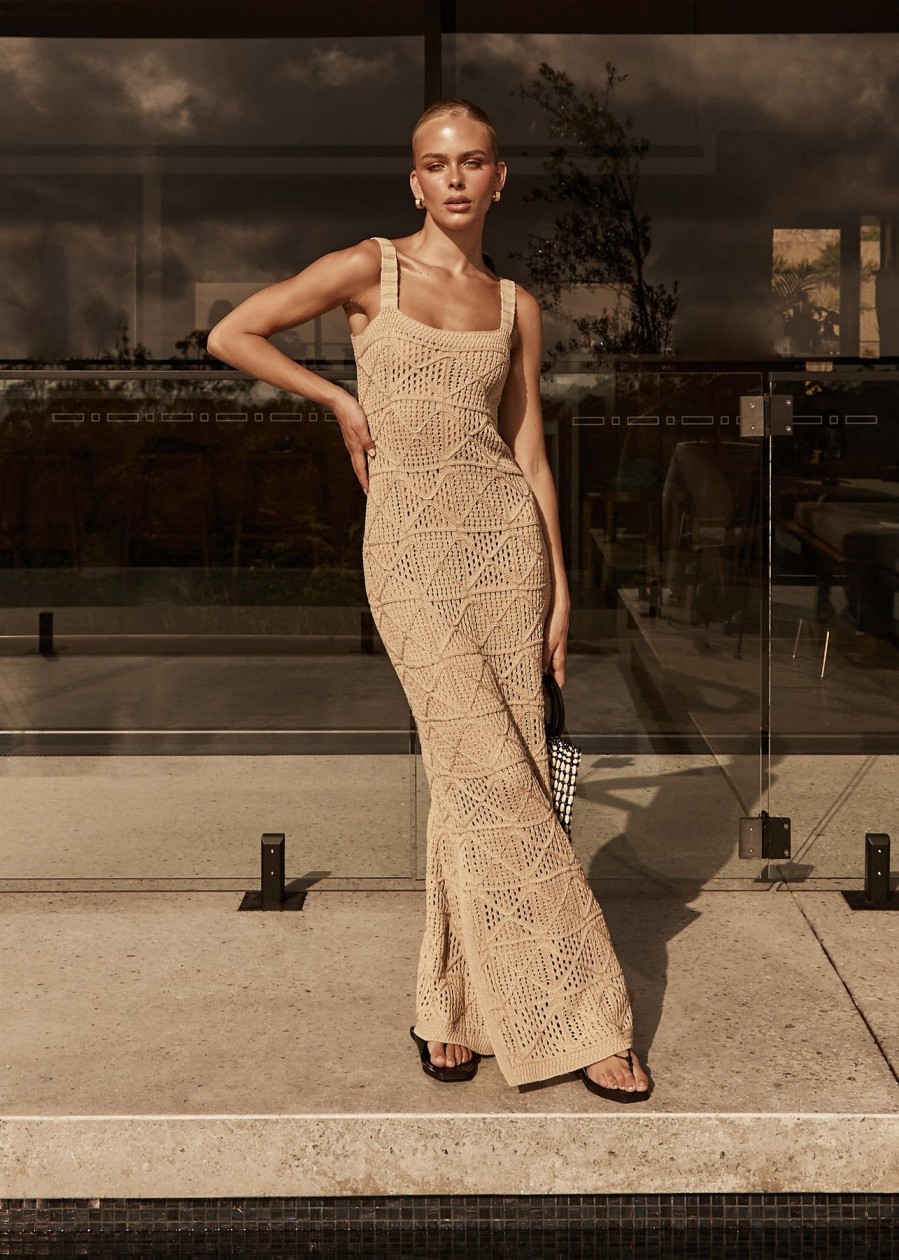 Dresses Runway Scout | Manhattan Knit Maxi Dress (Tan)